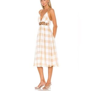 NWT Lovers & Friends Albany Cut Out A Line Tuscan Yellow White Midi Dress Size L